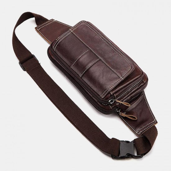Men First Layer Cowhide Multifunction Chest Bag Large Capacity Retro 6.5 Inch Phone Bags Crossbody Bags Waist Bag Men First Layer Cowhide Multifunction Chest Bag Large Capacity Retro 6.5 Inch Phone Bags Crossbody Bags Waist Bag