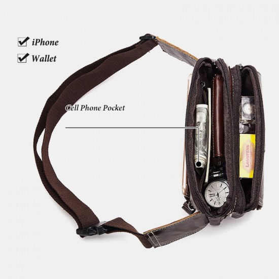 Men First Layer Cowhide Multifunction Chest Bag Large Capacity Retro 6.5 Inch Phone Bags Crossbody Bags Waist Bag Men First Layer Cowhide Multifunction Chest Bag Large Capacity Retro 6.5 Inch Phone Bags Crossbody Bags Waist Bag
