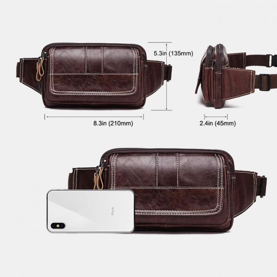 Men First Layer Cowhide Multifunction Chest Bag Large Capacity Retro 6.5 Inch Phone Bags Crossbody Bags Waist Bag Men First Layer Cowhide Multifunction Chest Bag Large Capacity Retro 6.5 Inch Phone Bags Crossbody Bags Waist Bag