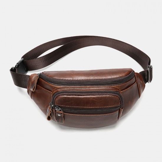 Men Multi-pocket Cowhide Chest Bag Retro Multifunction Large Capacity 6.5 Inch Phone Bags Crossbody Bags Waist Bag Men Multi-pocket Cowhide Chest Bag Retro Multifunction Large Capacity 6.5 Inch Phone Bags Crossbody Bags Waist Bag
