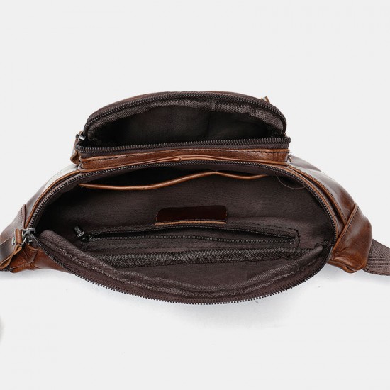 Men Multi-pocket Cowhide Chest Bag Retro Multifunction Large Capacity 6.5 Inch Phone Bags Crossbody Bags Waist Bag Men Multi-pocket Cowhide Chest Bag Retro Multifunction Large Capacity 6.5 Inch Phone Bags Crossbody Bags Waist Bag
