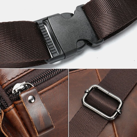Men Multi-pocket Cowhide Chest Bag Retro Multifunction Large Capacity 6.5 Inch Phone Bags Crossbody Bags Waist Bag Men Multi-pocket Cowhide Chest Bag Retro Multifunction Large Capacity 6.5 Inch Phone Bags Crossbody Bags Waist Bag