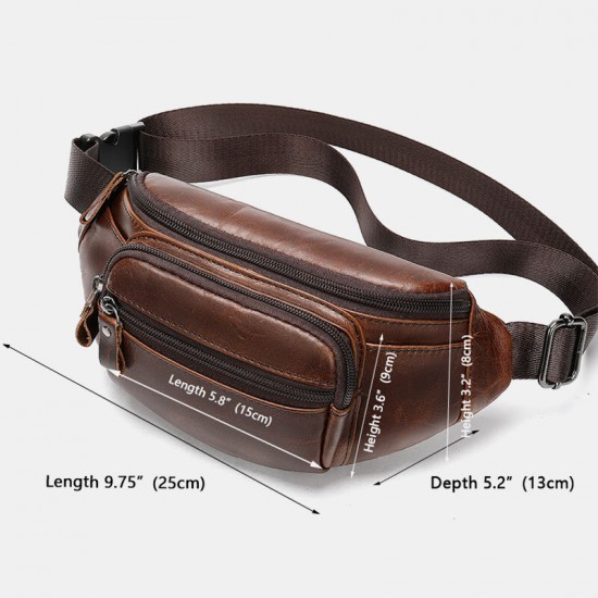 Men Multi-pocket Cowhide Chest Bag Retro Multifunction Large Capacity 6.5 Inch Phone Bags Crossbody Bags Waist Bag Men Multi-pocket Cowhide Chest Bag Retro Multifunction Large Capacity 6.5 Inch Phone Bags Crossbody Bags Waist Bag