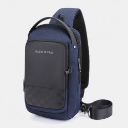 Men Waterproof Concealed Water Cup Bag Design On The Side Wild Oxford Chest Bag USB Charging Large Capacity Crossbody Bags Shoulder Bag