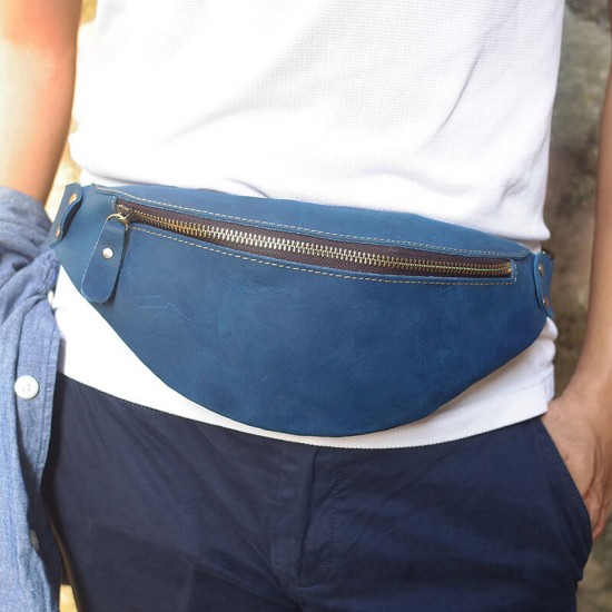 Men Retro Genuine Leather Zipper Chest Bag Outdoor Sport Phone Bag Waist Bag Shoulder Bag Crossbody Bags Men Retro Genuine Leather Zipper Chest Bag Outdoor Sport Phone Bag Waist Bag Shoulder Bag Crossbody Bags
