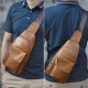 Men Genuine Leather Soft Waterproof Chest Bag Outdoor Sport Retro Large Capacity Crossbody Bags Shoulder Bag Men Genuine Leather Soft Waterproof Chest Bag Outdoor Sport Retro Large Capacity Crossbody Bags Shoulder Bag