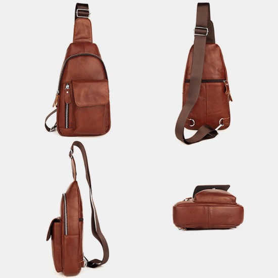 Men Genuine Leather Soft Waterproof Chest Bag Outdoor Sport Retro Large Capacity Crossbody Bags Shoulder Bag Men Genuine Leather Soft Waterproof Chest Bag Outdoor Sport Retro Large Capacity Crossbody Bags Shoulder Bag