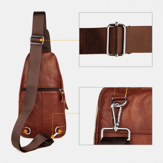 Men Genuine Leather Soft Waterproof Chest Bag Outdoor Sport Retro Large Capacity Crossbody Bags Shoulder Bag Men Genuine Leather Soft Waterproof Chest Bag Outdoor Sport Retro Large Capacity Crossbody Bags Shoulder Bag