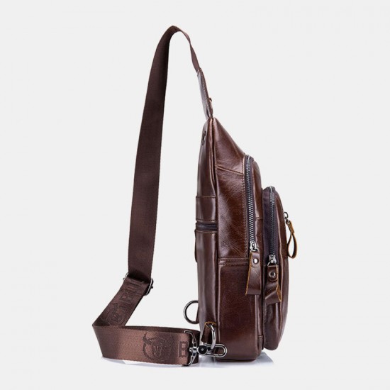 BULLCAPTAIN Men Multi-pocket Cowhide Chest Bag Casual Sports Multifunctional Large Capacity Crossbody Bag Shoulder Bag BULLCAPTAIN Men Multi-pocket Cowhide Chest Bag Casual Sports Multifunctional Large Capacity Crossbody Bag Shoulder Bag