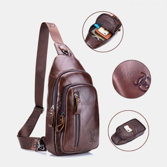 BULLCAPTAIN Men Multi-pocket Cowhide Chest Bag Casual Sports Multifunctional Large Capacity Crossbody Bag Shoulder Bag BULLCAPTAIN Men Multi-pocket Cowhide Chest Bag Casual Sports Multifunctional Large Capacity Crossbody Bag Shoulder Bag