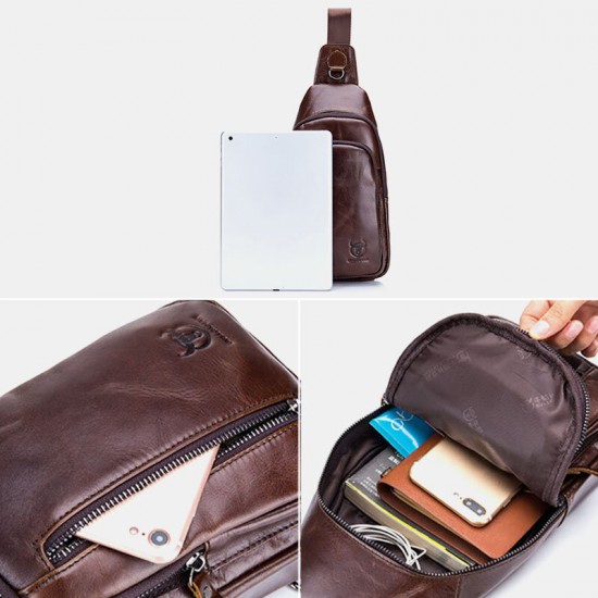 BULLCAPTAIN Men Multi-pocket Cowhide Chest Bag Casual Sports Multifunctional Large Capacity Crossbody Bag Shoulder Bag BULLCAPTAIN Men Multi-pocket Cowhide Chest Bag Casual Sports Multifunctional Large Capacity Crossbody Bag Shoulder Bag
