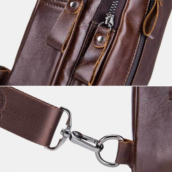 BULLCAPTAIN Men Multi-pocket Cowhide Chest Bag Casual Sports Multifunctional Large Capacity Crossbody Bag Shoulder Bag BULLCAPTAIN Men Multi-pocket Cowhide Chest Bag Casual Sports Multifunctional Large Capacity Crossbody Bag Shoulder Bag