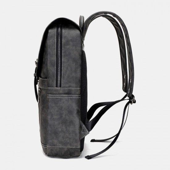 Men Multi-pocket Breathable PU Leather Backpack Vintage 14 Inch Laptop Bag Large Capacity Travel Bag Men Multi-pocket Breathable PU Leather Backpack Vintage 14 Inch Laptop Bag Large Capacity Travel Bag