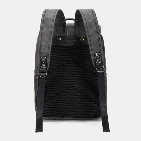 Men Multi-pocket Breathable PU Leather Backpack Vintage 14 Inch Laptop Bag Large Capacity Travel Bag Men Multi-pocket Breathable PU Leather Backpack Vintage 14 Inch Laptop Bag Large Capacity Travel Bag