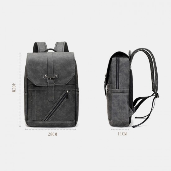 Men Multi-pocket Breathable PU Leather Backpack Vintage 14 Inch Laptop Bag Large Capacity Travel Bag Men Multi-pocket Breathable PU Leather Backpack Vintage 14 Inch Laptop Bag Large Capacity Travel Bag