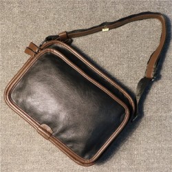 Men Casual Soft Leather Back Anti-theft Pocket Crossbody Bags Messenger Shoulder Bag