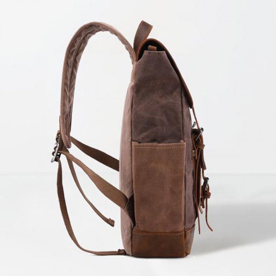 Men Oil Wax Canvas Multi-pocket Backpack Large Capacity Breathable Wear-resistant 14 Inch Laptop Bag Men Oil Wax Canvas Multi-pocket Backpack Large Capacity Breathable Wear-resistant 14 Inch Laptop Bag