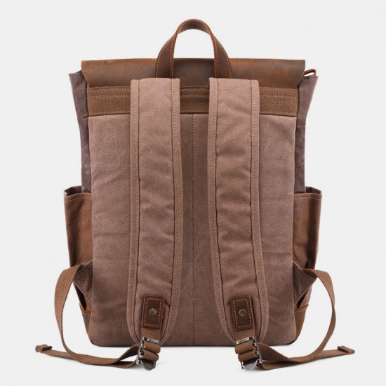 Men Oil Wax Canvas Multi-pocket Backpack Large Capacity Breathable Wear-resistant 14 Inch Laptop Bag Men Oil Wax Canvas Multi-pocket Backpack Large Capacity Breathable Wear-resistant 14 Inch Laptop Bag