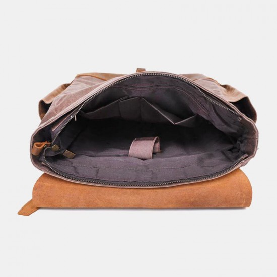 Men Oil Wax Canvas Multi-pocket Backpack Large Capacity Breathable Wear-resistant 14 Inch Laptop Bag Men Oil Wax Canvas Multi-pocket Backpack Large Capacity Breathable Wear-resistant 14 Inch Laptop Bag