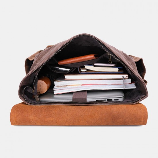 Men Oil Wax Canvas Multi-pocket Backpack Large Capacity Breathable Wear-resistant 14 Inch Laptop Bag Men Oil Wax Canvas Multi-pocket Backpack Large Capacity Breathable Wear-resistant 14 Inch Laptop Bag