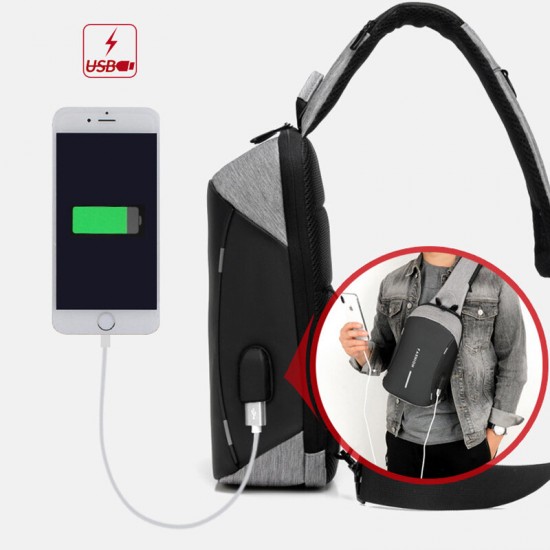 Men Large Capacity USB Charging Chest Bag Casual Waterproof Convertible Shoulder Strap Crossbody Bags Shoulder Bag Men Large Capacity USB Charging Chest Bag Casual Waterproof Convertible Shoulder Strap Crossbody Bags Shoulder Bag