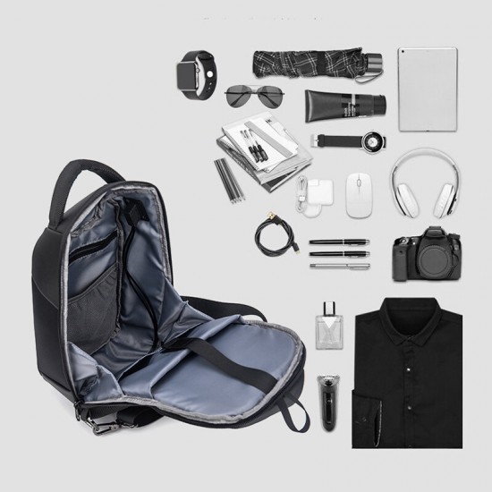 Men Large Capacity Waterproof Chest Bag Headphones Jack USB Charging Shoulder Bag Crossbody Bags Men Large Capacity Waterproof Chest Bag Headphones Jack USB Charging Shoulder Bag Crossbody Bags