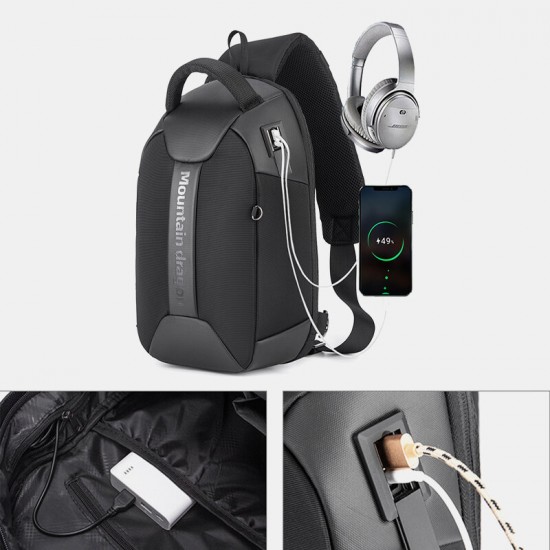 Men Large Capacity Waterproof Chest Bag Headphones Jack USB Charging Shoulder Bag Crossbody Bags Men Large Capacity Waterproof Chest Bag Headphones Jack USB Charging Shoulder Bag Crossbody Bags