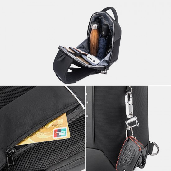 Men Large Capacity Waterproof Chest Bag Headphones Jack USB Charging Shoulder Bag Crossbody Bags Men Large Capacity Waterproof Chest Bag Headphones Jack USB Charging Shoulder Bag Crossbody Bags