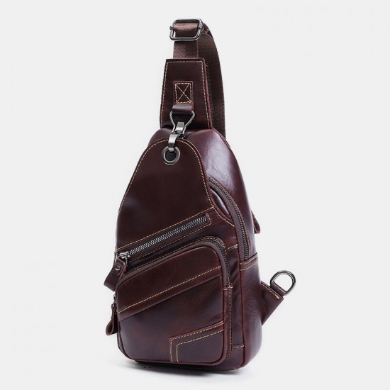 Men Genuine Leather Large Capacity Outdoor Casual Chest Bag Convertible Shoulder Strap Multi-pocket Shoulder Bag Crossbody Bag Men Genuine Leather Large Capacity Outdoor Casual Chest Bag Convertible Shoulder Strap Multi-pocket Shoulder Bag Crossbody Bag