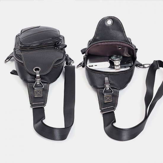 Men Genuine Leather Large Capacity Outdoor Casual Chest Bag Convertible Shoulder Strap Multi-pocket Shoulder Bag Crossbody Bag Men Genuine Leather Large Capacity Outdoor Casual Chest Bag Convertible Shoulder Strap Multi-pocket Shoulder Bag Crossbody Bag