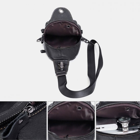 Men Genuine Leather Large Capacity Outdoor Casual Chest Bag Convertible Shoulder Strap Multi-pocket Shoulder Bag Crossbody Bag Men Genuine Leather Large Capacity Outdoor Casual Chest Bag Convertible Shoulder Strap Multi-pocket Shoulder Bag Crossbody Bag