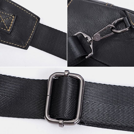 Men Genuine Leather Large Capacity Outdoor Casual Chest Bag Convertible Shoulder Strap Multi-pocket Shoulder Bag Crossbody Bag Men Genuine Leather Large Capacity Outdoor Casual Chest Bag Convertible Shoulder Strap Multi-pocket Shoulder Bag Crossbody Bag