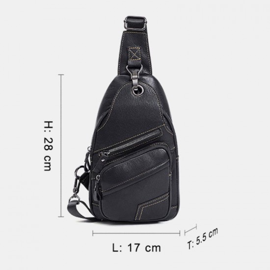 Men Genuine Leather Large Capacity Outdoor Casual Chest Bag Convertible Shoulder Strap Multi-pocket Shoulder Bag Crossbody Bag Men Genuine Leather Large Capacity Outdoor Casual Chest Bag Convertible Shoulder Strap Multi-pocket Shoulder Bag Crossbody Bag
