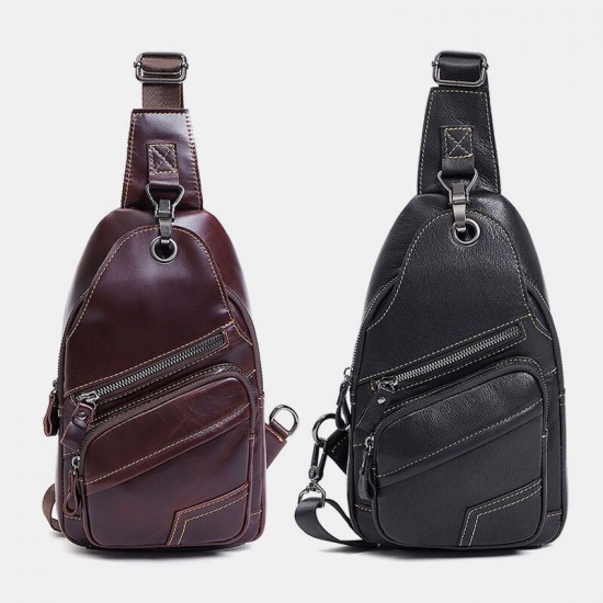 Men Genuine Leather Large Capacity Outdoor Casual Chest Bag Convertible Shoulder Strap Multi-pocket Shoulder Bag Crossbody Bag Men Genuine Leather Large Capacity Outdoor Casual Chest Bag Convertible Shoulder Strap Multi-pocket Shoulder Bag Crossbody Bag