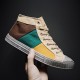 Men Colorblock Canvas High Top Lace Up Sports Casual Trainers Men Colorblock Canvas High Top Lace Up Sports Casual Trainers
