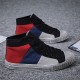 Men Colorblock Canvas High Top Lace Up Sports Casual Trainers Men Colorblock Canvas High Top Lace Up Sports Casual Trainers