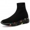 Men Solid Color Knitted Fabric Breathable Casual Running Sock Sneakers