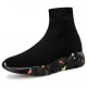 Men Solid Color Knitted Fabric Breathable Casual Running Sock Sneakers Men Solid Color Knitted Fabric Breathable Casual Running Sock Sneakers