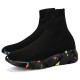 Men Solid Color Knitted Fabric Breathable Casual Running Sock Sneakers Men Solid Color Knitted Fabric Breathable Casual Running Sock Sneakers