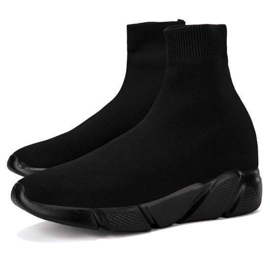 Men Solid Color Knitted Fabric Breathable Casual Running Sock Sneakers Men Solid Color Knitted Fabric Breathable Casual Running Sock Sneakers