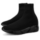 Men Solid Color Knitted Fabric Breathable Casual Running Sock Sneakers Men Solid Color Knitted Fabric Breathable Casual Running Sock Sneakers