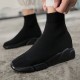 Men Solid Color Knitted Fabric Breathable Casual Running Sock Sneakers Men Solid Color Knitted Fabric Breathable Casual Running Sock Sneakers
