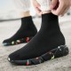Men Solid Color Knitted Fabric Breathable Casual Running Sock Sneakers Men Solid Color Knitted Fabric Breathable Casual Running Sock Sneakers