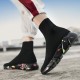 Men Solid Color Knitted Fabric Breathable Casual Running Sock Sneakers Men Solid Color Knitted Fabric Breathable Casual Running Sock Sneakers
