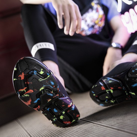 Men Solid Color Knitted Fabric Breathable Casual Running Sock Sneakers Men Solid Color Knitted Fabric Breathable Casual Running Sock Sneakers