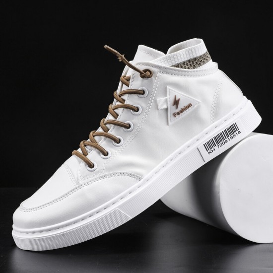 Men Stylish Stitching Canvas Comfy Breathable High Top Casual Sneakers Men Stylish Stitching Canvas Comfy Breathable High Top Casual Sneakers