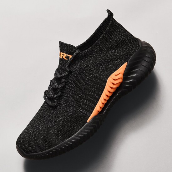 Men Knitted Fabric Breathable Cushioning Lightweight Sports Sneakers Men Knitted Fabric Breathable Cushioning Lightweight Sports Sneakers