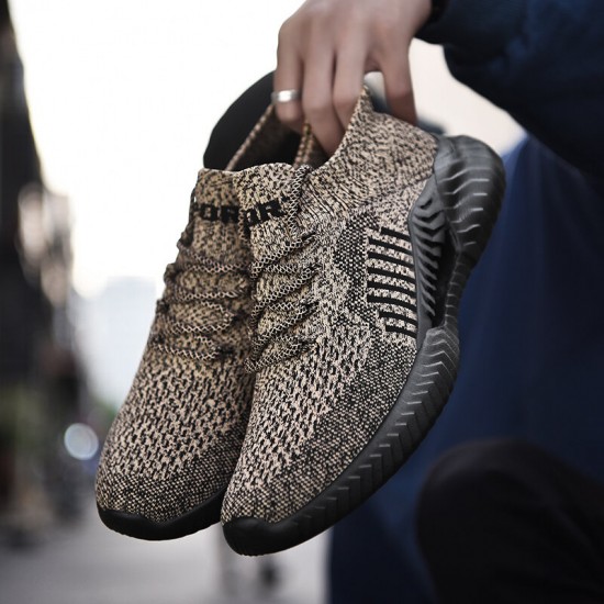 Men Knitted Fabric Breathable Cushioning Lightweight Sports Sneakers Men Knitted Fabric Breathable Cushioning Lightweight Sports Sneakers