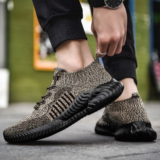 Men Knitted Fabric Breathable Cushioning Lightweight Sports Sneakers Men Knitted Fabric Breathable Cushioning Lightweight Sports Sneakers