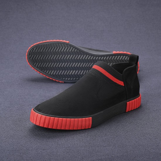 Men Synthetic Suede Elastic Panel Splicing Comfy Low Top Slip On Casual Sneakers Men Synthetic Suede Elastic Panel Splicing Comfy Low Top Slip On Casual Sneakers